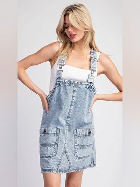 Free People We The Free Denim Overall Dress Indigo Medium